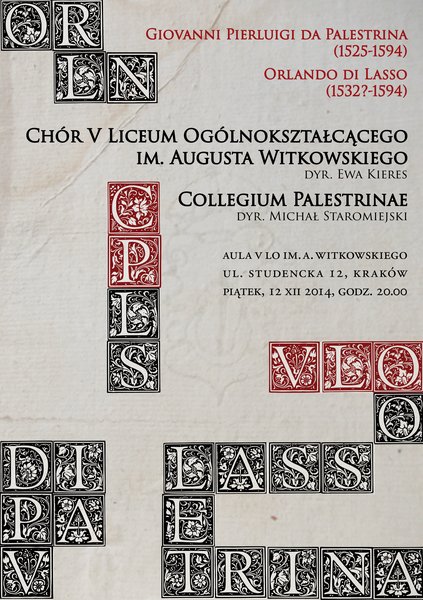 <p>Program koncertu Collegium Palestrinae i Chóru V LO w Krakowie</p> 